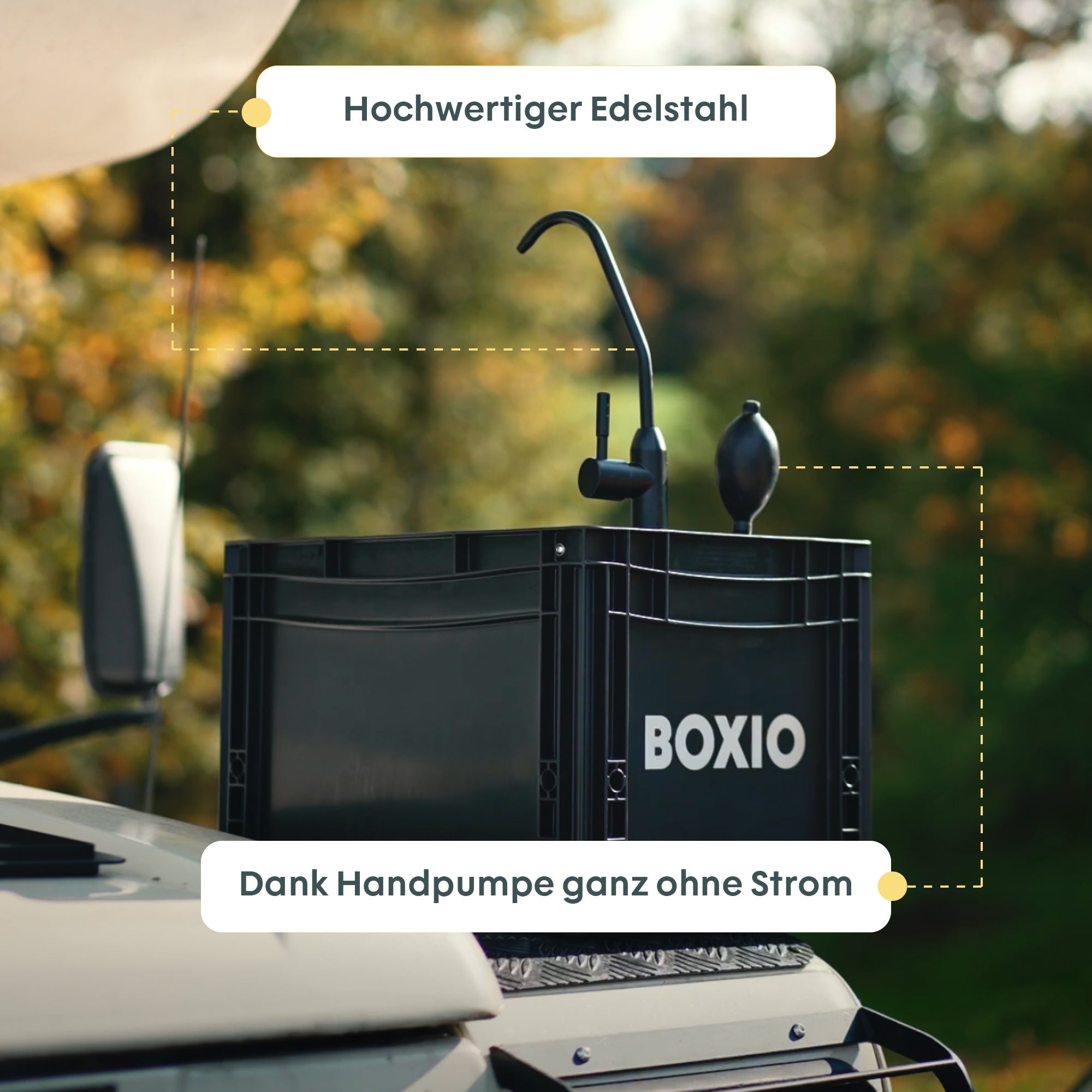 Tragbares Waschbecken für Camping & Vanlife mit Handpumpe | BOXIO