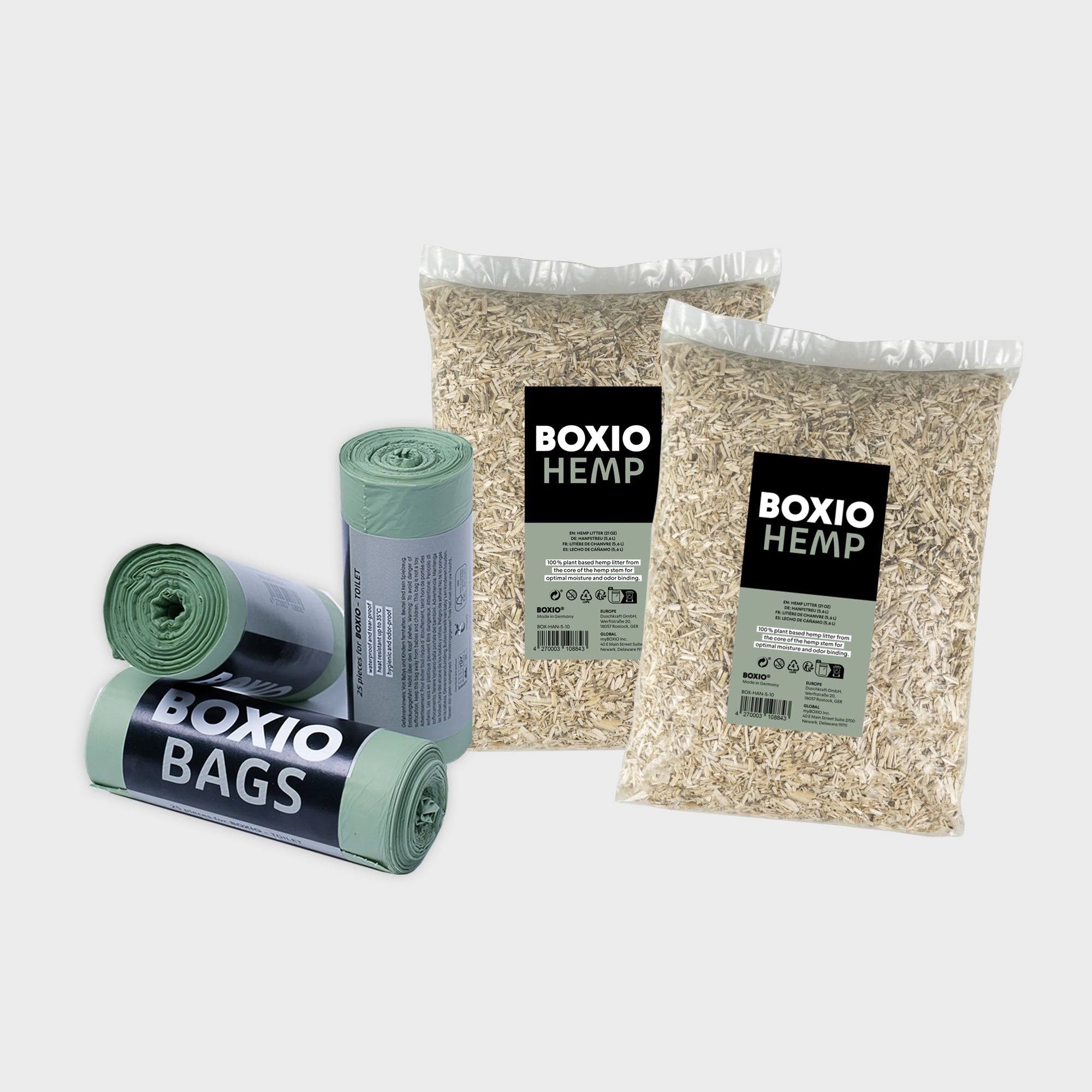 BOXIO REFILL BUNDLE | Nachfüllpack mit Hanfstreu und Müllbeuteln