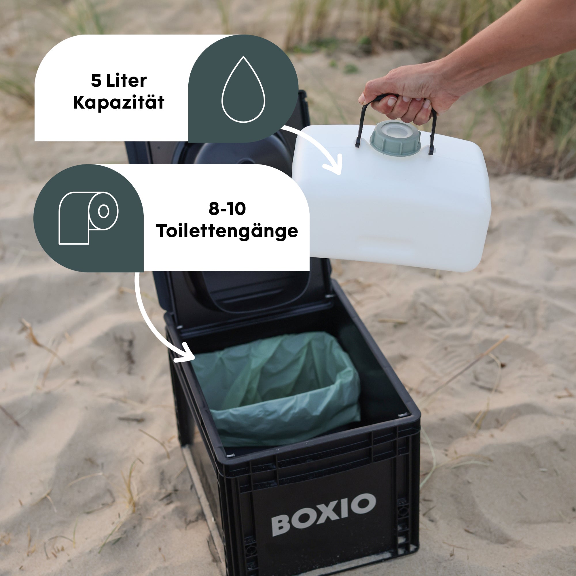Camping Trenntoilette ohne Chemie – Mobile Trockentrenntoilette | BOXIO
